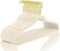 MIZGI Premium Velvet Hangers Pack 30 Pcs Heavyduty - Non Slip Slimline - Velvet Suit Hangers Ivory - Gold Hooks,Space Saving Clothes Hangers