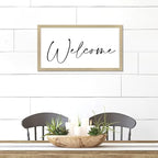 Positive Saying Wood Sign with Scripture Verses Welcome Chic Style 12x22in Beige Frame Wooden Plaque for Cottage Washroom Cafe Bar Garden Yard Farmhouse Porch Wall Decor Birthday Housewarming Gift