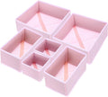 uxcell 1 Set Foldable Cloth Storage Box, 6 Slots Fabric Socks Underwear Drawer Dividers Organizers Baskets Bins for Clothes Socks Scarves Ties, Pink