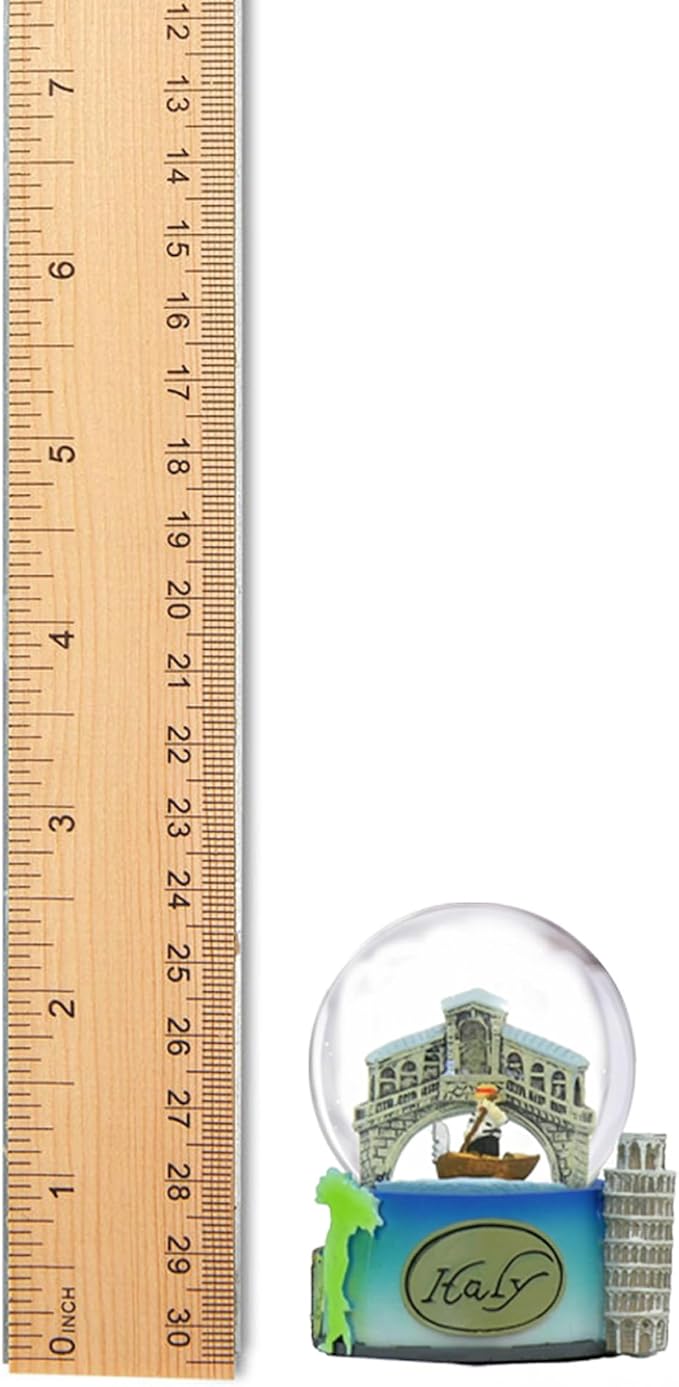 Italy Snow Globe of Rome, Pisa and Venice. (2.5 Inches Tall), 45mm Globe with Snow