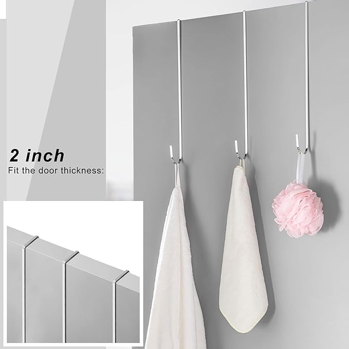 Hotop 15 Inch 4 Pcs Wreath Hangers for Front Door Steel Metal Wreath Doors Hanger Over The Door Hanger Hook Indoor or Outdoor for Christmas Halloween Front Decorations Welcome Sign(Silver)
