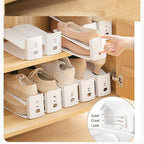 Shoe Slots Organizer 10 Pack - Shoe Stackers, Space Savers 50%, 3 Levels Adjustable, Double Layer Holders for Closet, Space Saver for Entryway,White
