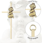 Tryuunion Baby Wall Cross Baptism Gifts for Boys and Girl, 7-inch Blessing Boy Baptism Crosses for First Holy Communion Christening and Dedication Baptismal Gifts (Gold Girl-7 in)