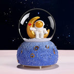 Astronaut Snow Globe Music Box, 80MM Musical Glitter Snow Globe with Color Changing LED Lights, Home Decor Birthday Gifts for Men Women Boys and Girls (Gold)