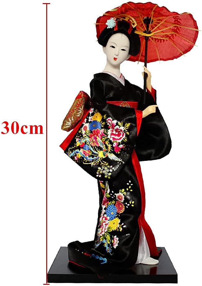 Earlyred 12 Inch Japanese Geisha Kimono Doll 30cm Asian Kimono Doll Collectible Figurine Decoration Gift Red