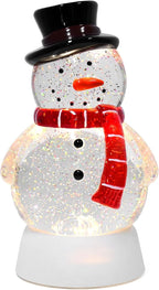 Christmas Snow Globe Snowman Lighted Musical Glitter Globe Battery Operated or USB Powered with Timer Water Glittering Snowing Globe for Christmas Party Home Table Decorations Gifts (Snowman)