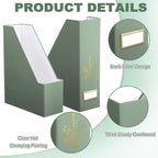 AmazingSpark 5 Pack Magazine File Holder Office Desk Storage Holder Set Vertical Desk Cardboard Organizer for Office Home Classroom Organize Your File Magazines Paperwork Books or Binders(Sage Green)