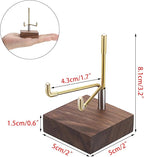 Hipiwe 2Pcs Small Display Stand Adjustable Metal Arms and Wooden Base - Decorative Plates Display Stand Easel Holder for Crystal Fossil Slice Coral Geodes Rock Mineral Agate, 2"x2"x3.2"