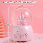 Pink Castle Snow Globes, Girls Music Snowglobes with LED 7 Colors Lights, Automatic Snow Fall Effect, Home Decor for Kids Room Essentials, Gifts for Birthday Christmas Valentines Mother's Day (Pink)