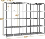 83 Inch Wide Portable Closet Wardrobe, Clothes Storage Rack Organizer with Cover, 5 Clothes Hanging Rods and 10 Storage Shelves, Grey