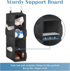 SLEEPING LAMB Short Hanging Shoe Organizer for Closet Storage with Mesh Side Pockets Holds 8 Pairs, Hanging Shoe Rack Hanger RV, Camper, Black