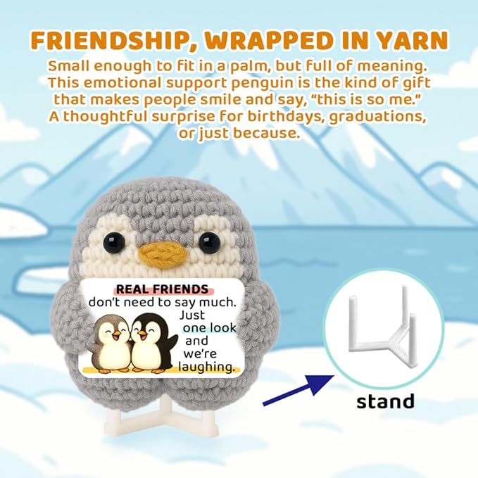 Crimmy Friendship Gift for Women, Sisters, Best Friend, Positive Crochet Doll with 30 Cute and Uplifting Messages, Funny Christmas, Birthday Gift Idea for Bestie, Coworkers, BFF