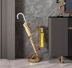 Metal Umbrella Stand At The Entrance, Freestanding Circular Umbrella Holder With Space For Canes And Walking Sticks. Ideal for Hotels, Entryways, Offices, and Hallways，25X10inches (gold)
