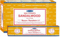 Satya Sandalwood Incense Sticks – 12 Box Value Pack – Hand-Rolled in India – Calming & Earthy Aroma