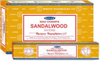 Satya Sandalwood Incense Sticks – 12 Box Value Pack – Hand-Rolled in India – Calming & Earthy Aroma