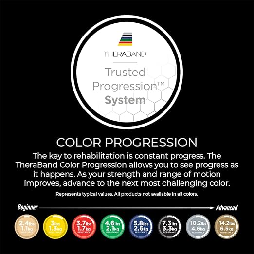 THERABAND Professional Latex Resistance Bands, Individual 6 Ft Elastic Band for Upper & Lower Body Exercise, Physical Therapy, Pilates, At-Home Workouts, 6 Foot Band, Yellow, Thin, Level 2