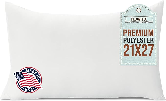 Pillowflex Premium Polyester Throw Pillow Insert - 21x27 - Ultra Soft Large Rectangle Throw Pillow, Couch Sham, Lumbar, Back, Sofa - Machine Washable - Decorative Accent Form - 1 Soft Pillow