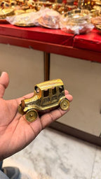 Vintage Style Brass Classic Car Model, Decorative Collectible, Gold Metallic Finish