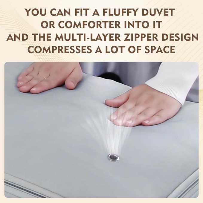Space saver bag,for quilts, duvets or other fluffy clothing.Measures 21"L x 16.5"W x 11.2"H when unfolded and 21"L x 16.5"W x 4.8"H when compressed.Purple