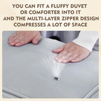 Space saver bag,for quilts, duvets or other fluffy clothing.Measures 21"L x 16.5"W x 11.2"H when unfolded and 21"L x 16.5"W x 4.8"H when compressed.Purple