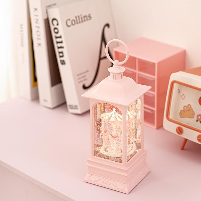 LOVE FOR YOU Glitter Snow Globe Lantern Music Box Carry Light Carousel Horse Room Decoration for Girls and Women Kids Sister Daughter Mom Granddaughter Grandma Christmas Birthday Presents Gifts
