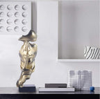 aboxoo Thinker Statue, Silence is Gold Abstract Art Figurine,Modern Home Resin Sculptures Decorative Objects,Table Top Decor for Livingroom Home Decor,Office Study Sculpture,Shh mask Statue(Gold)