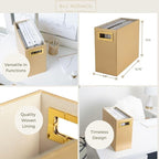 BLU MONACO | Magazine Holder Wooden Gold Basket | Vertical File Organizer for Floor or Bathroom | Narrow Decorative Storage Rack with Handles