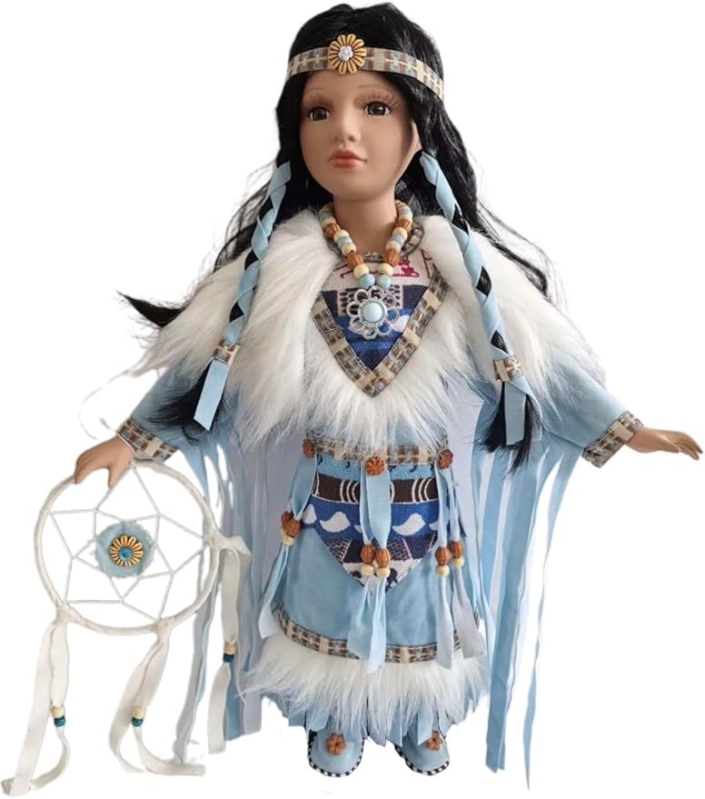 KINNEX COLLECTIONS SINCE 1997 16" Collectible Native American Indian Porcelain Doll (AQUENE) D16758