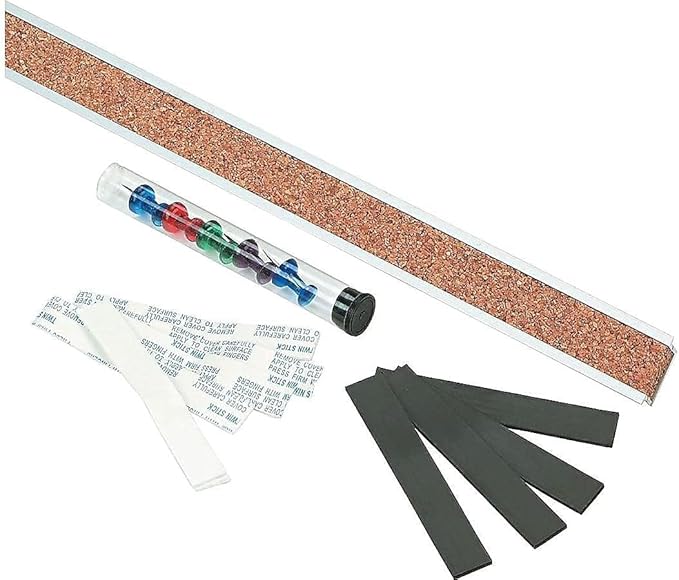 Quartet Bulletin Bar Pin Strip Cork Board 36" x 1", For Classroom, Office, Cubicle, Aluminum Frame (Z2005)