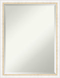 Amanti Art White Wall Mirror 26x20 Morgan White Gold Rectangle Bathroom Mirror for Wall Decor Living Room, Medium Modern Wood Frame, Hangs Horizonally and Vertically, Bathroom Decor, Beveled Edge