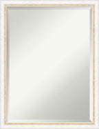Amanti Art White Wall Mirror 26x20 Morgan White Gold Rectangle Bathroom Mirror for Wall Decor Living Room, Medium Modern Wood Frame, Hangs Horizonally and Vertically, Bathroom Decor, Beveled Edge