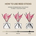 COCODOR Flower Reed Diffuser Set / 6.7oz / White Jasmine/Scent Diffuser with Sticks Home Fragrance Reed Diffuser for Bathroom Shelf Decor