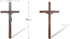DCCXN Crucifix Wall Cross, Solid Wooden Catholic Jesus Christ Crosses for Home Decor - 12 Inch Oak + Antique Brass