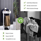 White Valet Stand For Women With Drawer Wood Suit Stand For Mens with Contour Hanger Trouser Shoe Rack Tie & Belt Stand Organizer Clothing Rack For Office Hotel Living Room Coat Rack(White)