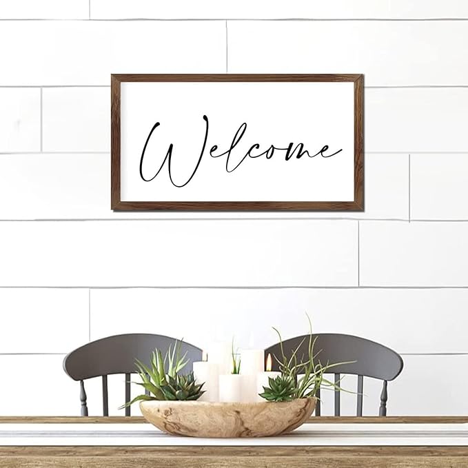Bible Verse 12x22in Framed Wood Sign with Positive Quotes Welcome Retro Style Apricot Frame Wooden Plaque Birthday Housewarming Gift for Cottage Shelf Garden Yard Farmhouse Porch Cafe Bar Wall Decor