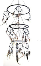 OMA Black Dream Catcher, 3D Design with Mosaic Glass and Feathers, Boho Home Decor Bedroom Decoration Gift Large Size - 30" Long x 9" Diameter