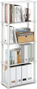 Furinno Turn-S-Tube Book Shelf, 5-Tier Toolless Storage Shelves with Square Tubes, Shelving Unit for Organization and Storage for Living Room, Home Office, White