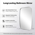 ANDY STAR 22x30 Chrome Bathroom Mirror, Oblong Silver Mirror with Stainless Steel Metal Frame, Oval Vanity Mirror for Over Sink, Modern Anti Rust Wall Mounted