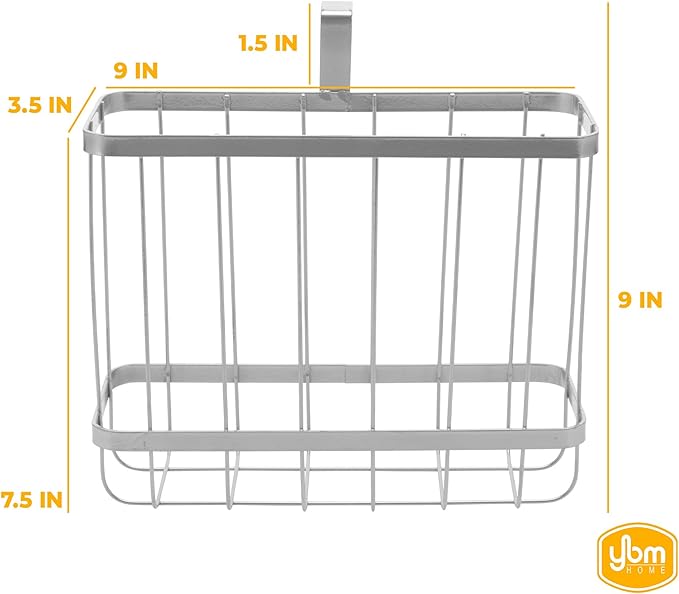 YBM HOME Over-The-Tank Toilet Magazine Holder and Newspaper Organizer Bin, Metal Standing Rack for Magazines, Books, Newspapers, Tablets in Bathroom, Family Room, Office, Den - Chrome Plated 2219