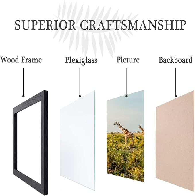 11x22 Picture Frame 5 Pack- Newspaper Frame for Assorted Media and News Articles-11x22 Wooden Frame with Plexiglass,Decorate Home and Office with Large Paintings -Fits Most Standard Newspapers