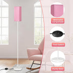64.6" Floor Lamp, Pole Lamp with Foot Switch, Modern Standing Lamp Shade, Minimalist Freestanding Lamp (Bulb Not Included), for Living Room, Bedroom Office ETL Listed,White and Pink WP07LD05