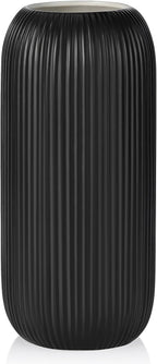Ceramic Vase for Flowers – Modern Small Ribbed Textured Flower Vase for Home Decor, Pampas Grass, Decorative, Farmhouse, Coffee Table, Kitchen Centerpieces, Bookshelf and Home Living(Matte Black)