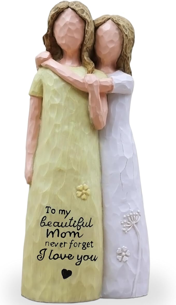 Mom Birthday Gifts from Daughter, Birthday Gifts for Mom from Daughter, Mother Daughter Gift, Mother of The Bride Gift, Sculpted Hand-Painted Figurine(Yellow)