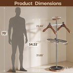 Suit Valet Stand with 2 Wooden Hangers & Storage Tray, Stainless Steel Frame, Solid Natural Marble Base, Freestanding Clothing Valet for Men, Bedroom, Office, Entryway (12.6 x 54.33 in)