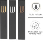A&S Mezuzot Modern Concrete Mezuzah Case with Scroll, Easy Peel and Stick Mezuza (Black+ Silver Shin, 6 Inches)