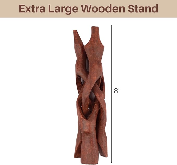Wish Well Extra Large 8" Wooden Tripod Stand - Hand-Carved Room Decor Holder ~ Ideal for Abalone Shell, Decorative Bowl, Crystal Ball, Sphere, Geode ~ Wood Display Stand & Perfect Crystal Holder