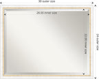 Amanti Art White Wall Mirror 24x30 Morgan White Gold Rectangle Bathroom Mirror for Wall Decor Living Room, Large Modern Wood Frame, Hangs Horizonally and Vertically, Bathroom Decor, Beveled Edge
