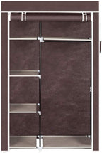 Portable Closet Wardrobe, Closet Storage Organizer Rack with Shelves and Cover for Hanging Clothes, Non-Woven Fabric, Quick and Easy to Assembly (64'', Dark Brown)