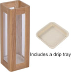 Solid Wood Rounded-edge Umbrella Holder Semi-transparent Apartment Entryway Umbrellas Stand Removable Tray Acrylic Design 1-piece Construction Square Cane Holder