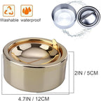 hanlongyu Outdoor Ashtray with Lid, Flip Top Stainless Steel Ash Tray, Metal Windproof Cigarette Ashtrays for Indoor or Outdoor Use, Desktop Smoking Ashtray Office Patio Home Decor